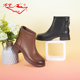 靴百搭粗跟女短靴时尚 万里新款 真皮中跟时装 后拉链皮靴HVT622