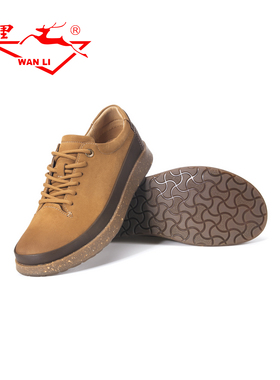 万里新款复古圆头系带男单鞋舒适平底真皮休闲鞋BBT1186