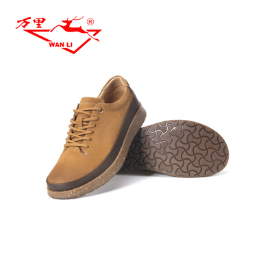 万里新款复古圆头系带男单鞋舒适平底真皮休闲鞋BBT1186