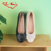 万里新款 HWT2100 百搭粗跟通勤鞋 休闲鞋 舒适浅口一脚蹬真皮女鞋