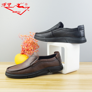 舒适圆头套脚低帮单鞋 真皮商务休闲鞋 SET106 男士 万里新款