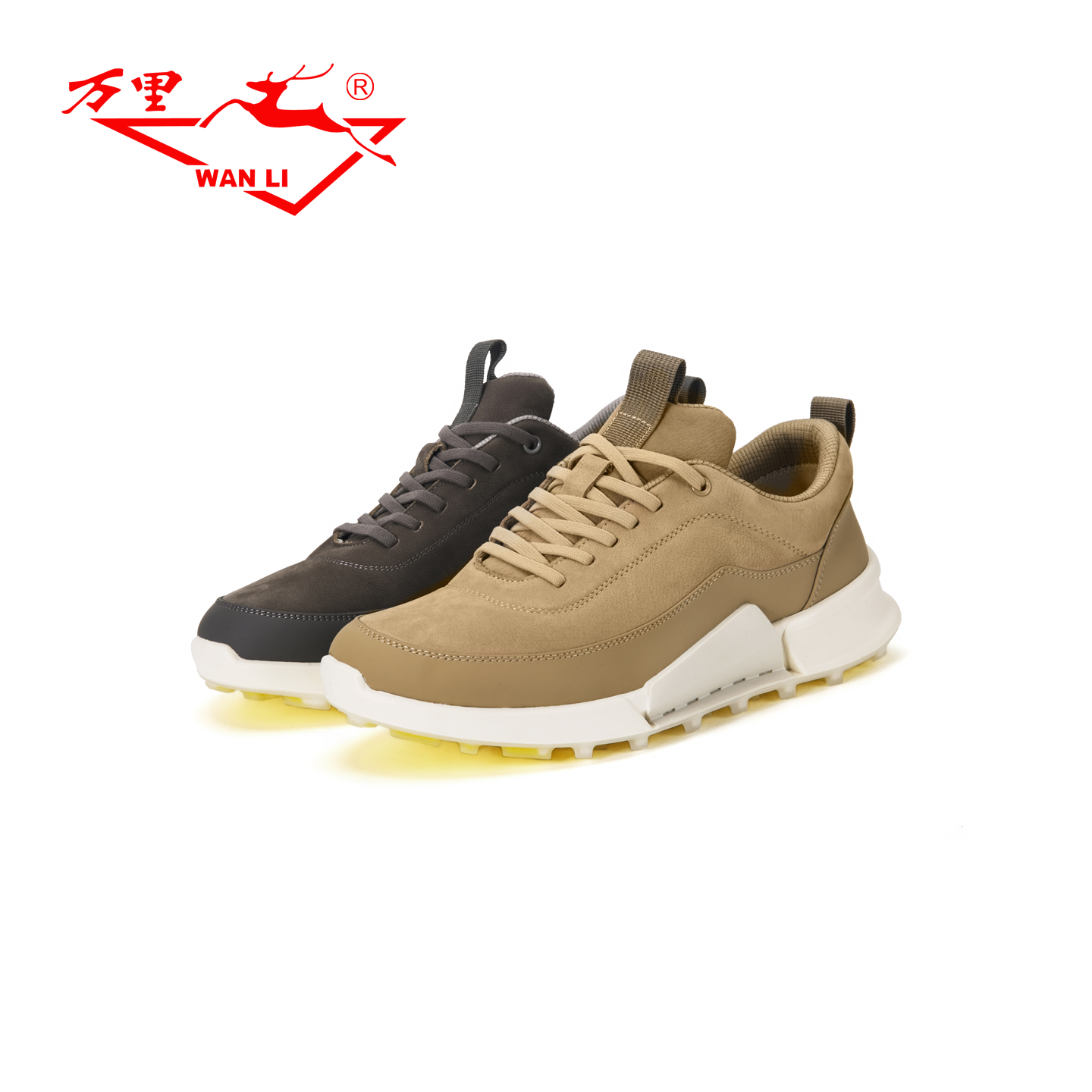 万里新款圆头休闲运动鞋轻便舒适平底鞋系带通勤男单鞋BBT1242