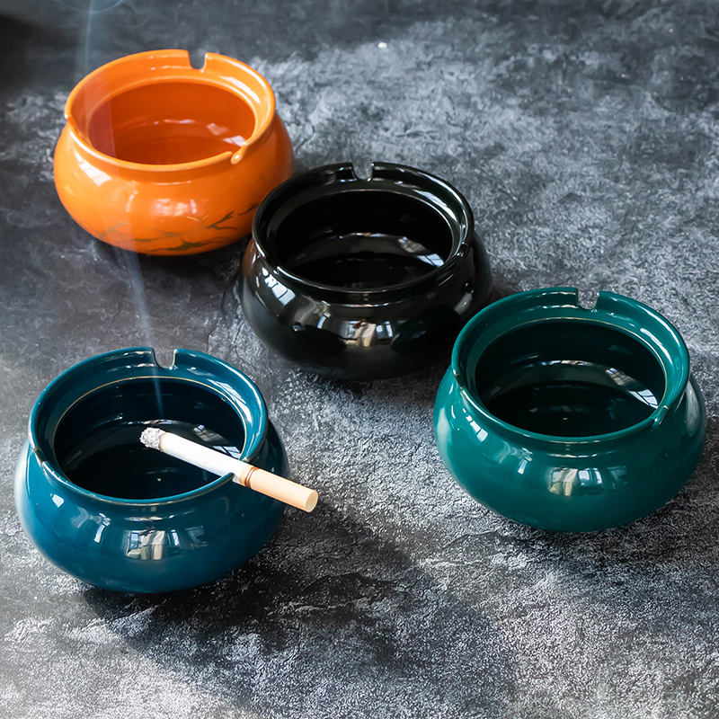 现代烟灰缸陶瓷套装组合室内可夹烟客厅防飞灰办公室时尚灭烟器