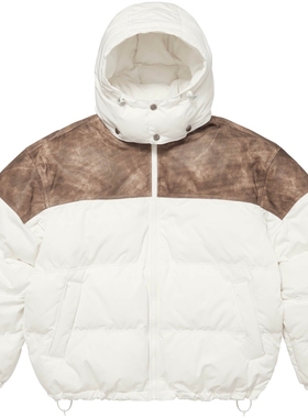 FCG＆FW25 Leather Yoke Puffer Jacket皮革拼接压纹徽标羽绒服