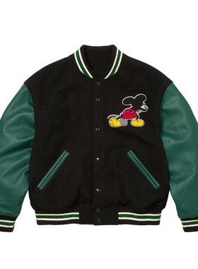 FCG＆FW25联名Varsity Jacket米奇老鼠图案按扣开合夹克棒球服