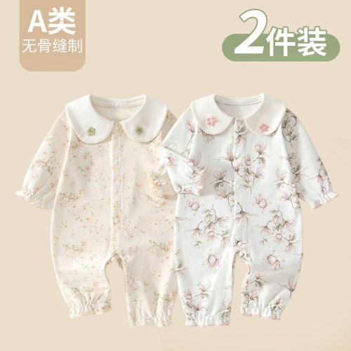 婴儿连体衣春秋纯棉新生儿衣服外出可爱公主内衣女童宝宝哈衣爬服