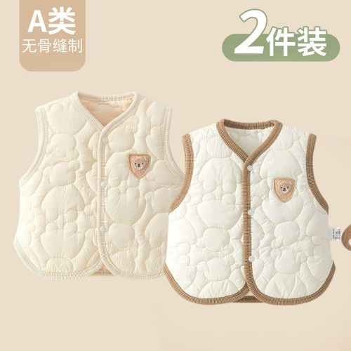 婴幼儿秋冬护肚坎肩宝宝绗棉保暖马甲儿童夹棉背心新生儿衣服外套
