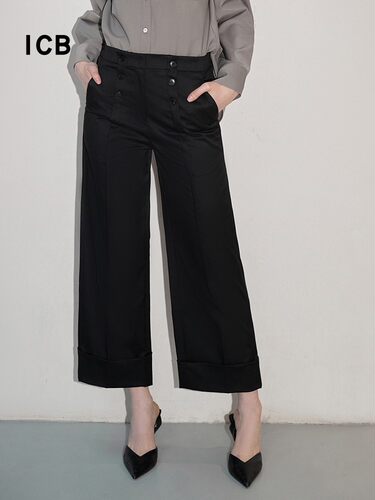 宽松混纺直筒阔腿休闲裤商场同款
