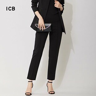通勤职业OL棉混纺微弹锥形长裤 商场同款 西装 正装 裤 ICB日系秋季