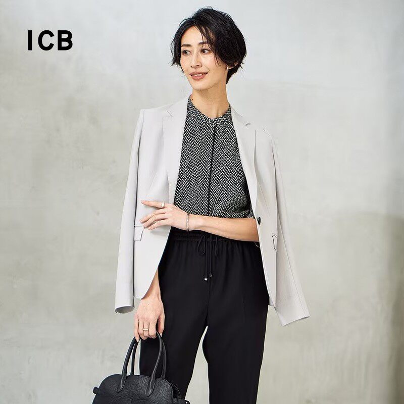 ICB日系春季通勤职业OL修身版一粒扣西装外套可水洗正装商场同款