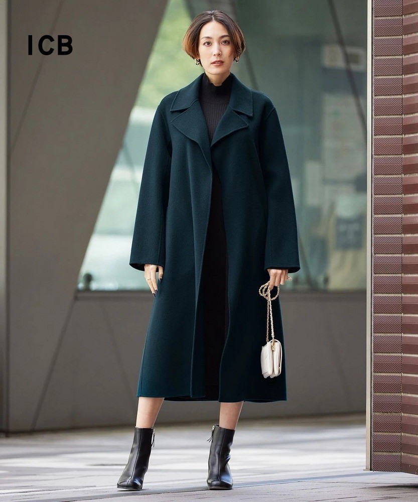 直筒羊毛羊绒混纺呢大衣商场同款