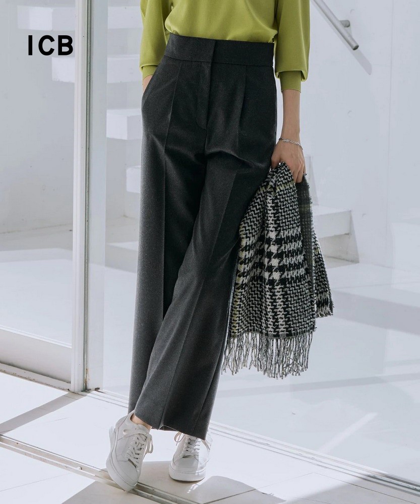 通勤羊毛混纺直筒阔腿裤商场同款