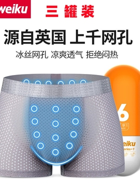 Vkweiku英国卫裤官方正品冰丝网眼内裤男磁疗按摩增大码平四角裤