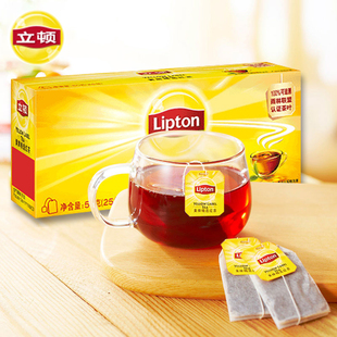 立顿黄牌精选红茶茶包斯里兰卡红茶叶办公冲饮袋泡茶25包/50g盒装