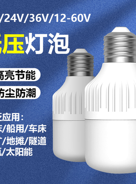 低压led灯泡12V24V36V伏直流E27螺口家用超亮太阳能车机床工作灯