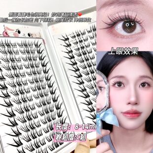 懒懒猫咪假睫毛嫁接初学者自然仿真网感日系单簇浓密新手假睫毛