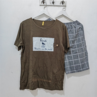 L-3XL码瑕疵 男士睡衣 夏季 纯棉圆领短袖短裤家居服套装