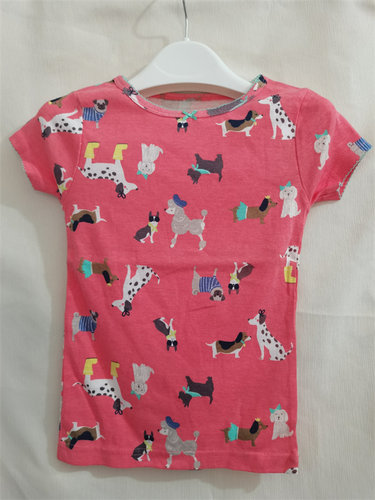 4-5T断码清仓美国卡特正品carters 夏季 女童圆领纯棉卡通短袖T恤