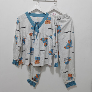 M-XL码 女士睡衣 春秋 女甜美可爱韩版家居服睡衣套装