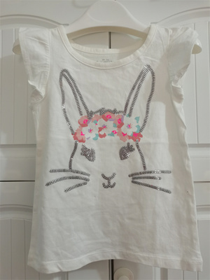 3-5T外贸原单oshkosh女童T恤 夏季 女宝圆领纯棉洋气可爱宝宝上衣