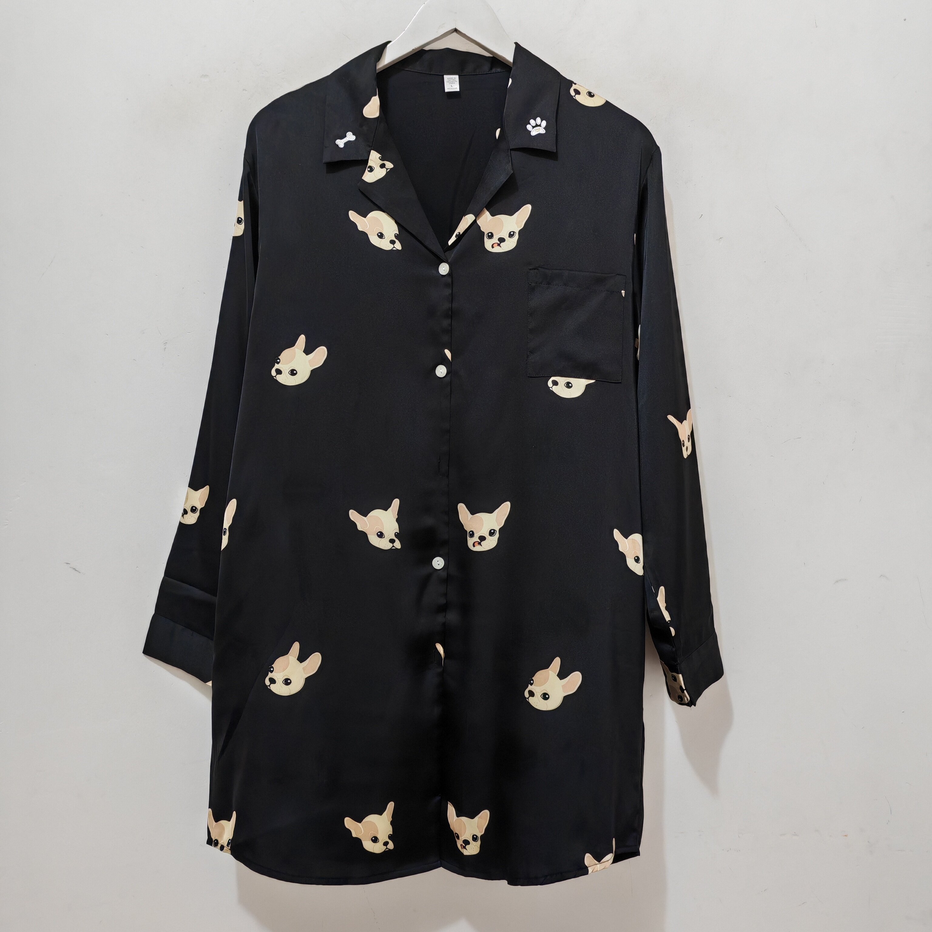 女薄款卡通开衫长袖睡裙家居服图片