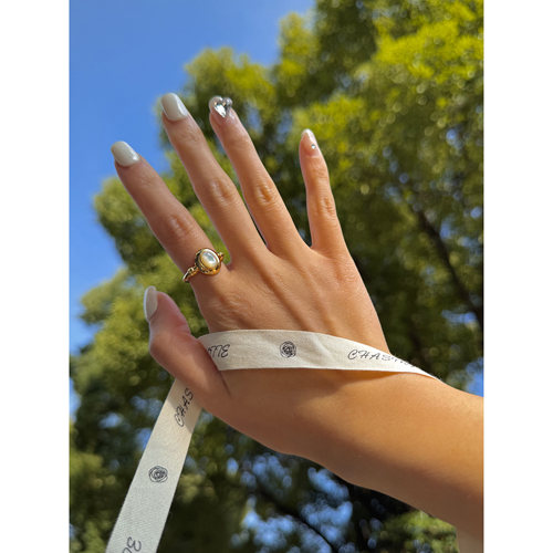 暖珀 法式复古开口戒指宽戒S925银镀18K金 CHASING CHARLOTTE