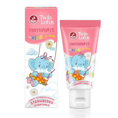泰国进口双莲儿童牙膏草莓洋甘菊