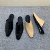 2026年新款 春夏小众穆勒低跟尖头半拖鞋 女外穿懒人坡跟包头拖软皮