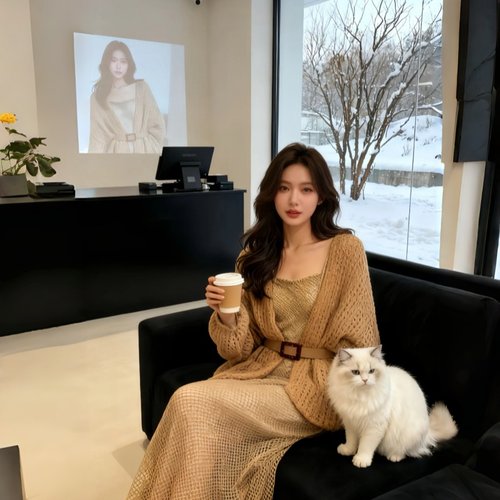 毛晓彤同款棕色针织开衫女秋冬