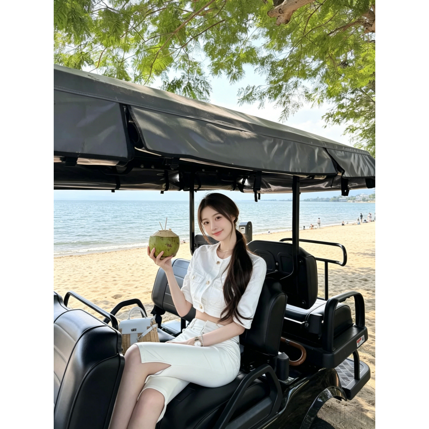 2026夏季新款ins气质老钱风白色中袖短款牛仔外套+包臀皮裤五分裤