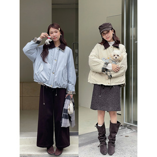 【定格胶片】歌铭复古拼接格子羽绒服女装冬季新款棉服外套N873C