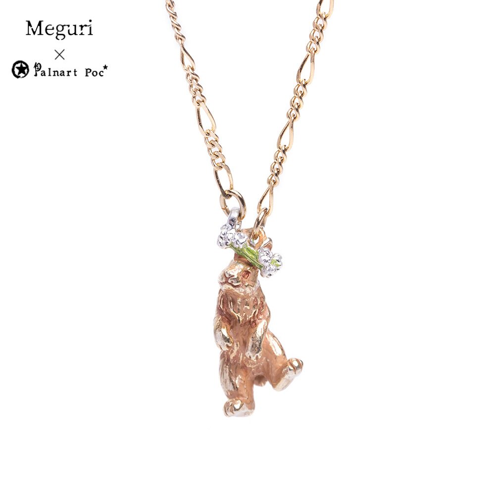 巡meguri精品Palnart poc戴花环的兔子项链三叶草花环手作吊坠