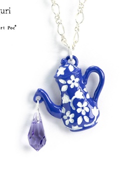Palnartpoc日本手作蓝茶壶项链