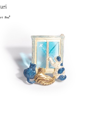 巡meguri进口现货Palnart Poc居家警备胸针黑猫斑点猫橘猫趴窗