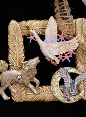 Palanrt poc可爱日式猫头鹰月亮天鹅ins潮个性复古学生女毛衣胸针