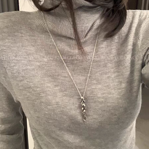 Y2K枯木吊坠项链女小众设计感轻奢简约长款锁骨链甜酷百搭毛衣链