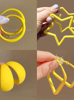 多巴胺糖果黄色耳环女轻奢甜美高级感耳钉2024新款度假风耳圈耳饰
