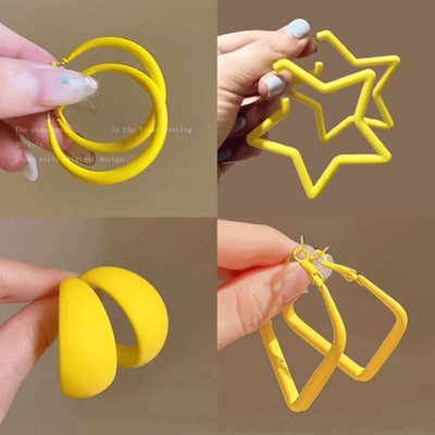 多巴胺糖果2024新款黄色耳饰轻奢