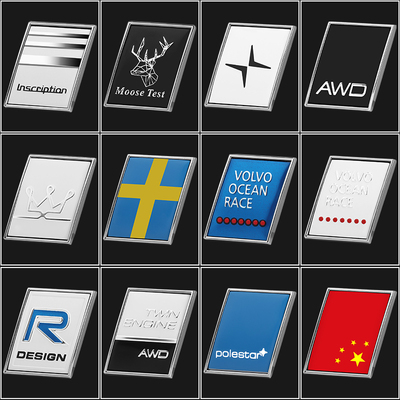 沃尔沃车身贴标麋鹿盾牌标