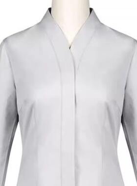 鸿蒙智行问界4s店AITO销售V领灰衬衫女款工装浅灰色长袖衬衫工服