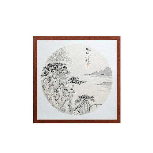 宣纸画框卡纸木质装裱画框软卡扇y面国画 镜片宣纸实木相框挂墙裱