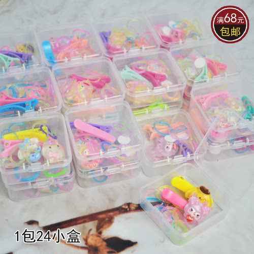 女孩发夹24入DIY可爱卡通发夹皮筋发饰品地推小卖部赠品奖励玩具