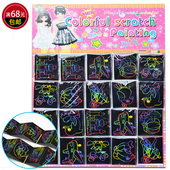 刮刮画热卖 女孩手工刮画七彩刮水彩涂画创意吊板玩具
