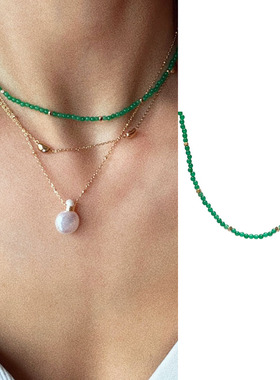 LHWindsor温莎珠宝Moss苔藓绿珠串项链新中式绿色颈链薄荷曼波风