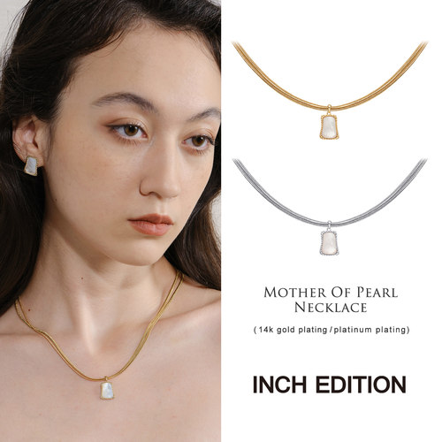 INCH EDITION月光流影白贝母蛇骨项链画框双层叠戴小众原创饰品