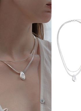 莓拉「水生浮想」玛瑙吊坠项链女新中式清冷高级感双层锁骨链百搭