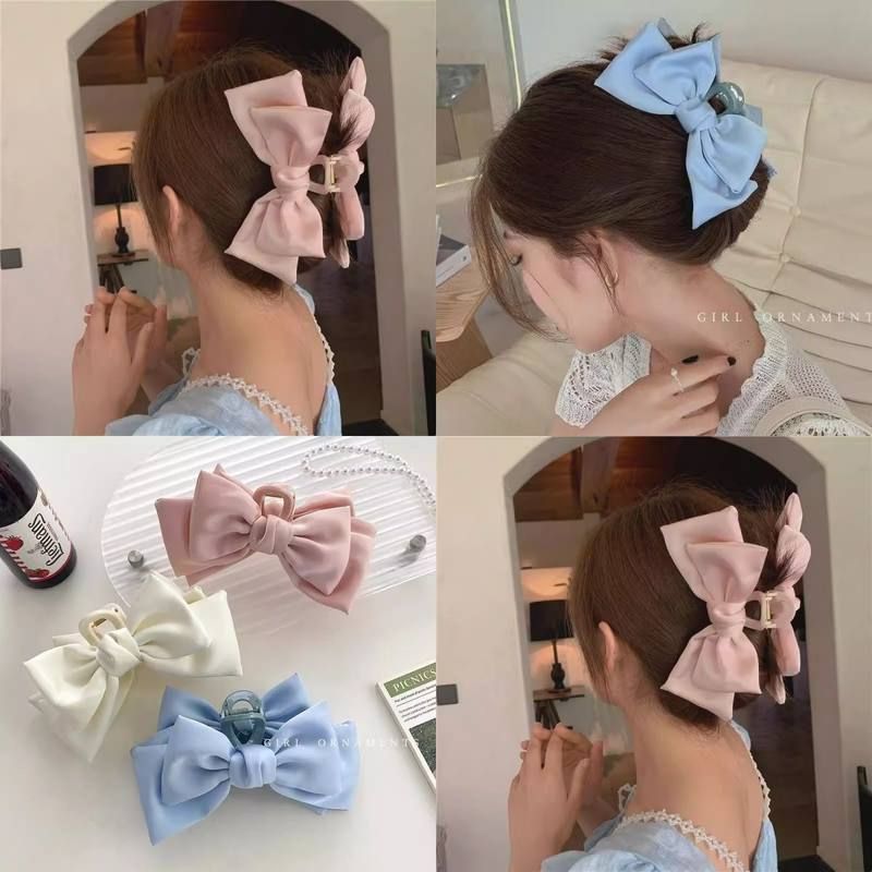超大蝴蝶结抓夹可爱甜美后脑勺发夹女春夏大号鲨鱼发卡高级感头饰