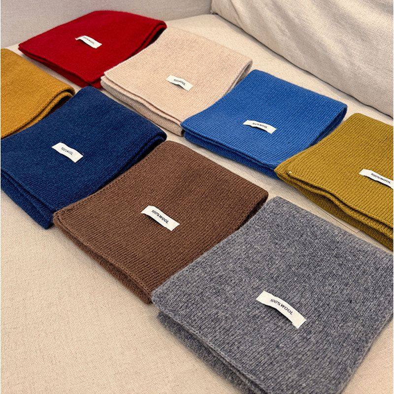 冬季黑绿色护颈纯色围脖灰色男女