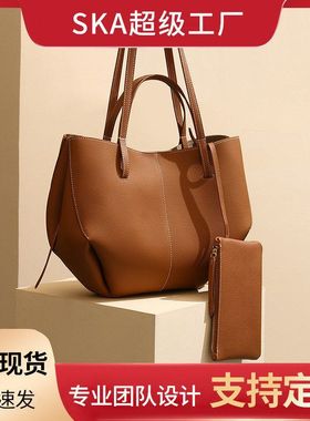 热销头层牛皮手提包真皮女包高级感轻奢包包斜挎女托特包大容量女