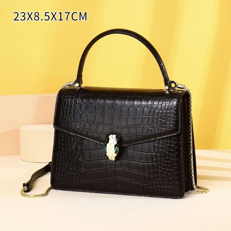 潮2025纹时尚蛇头精致品牌鳄鱼女包新款小方包工厂亮面手提斜挎包